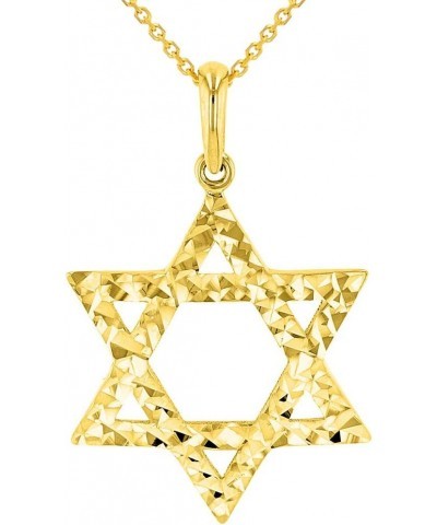 Solid 14k Yellow Gold Textured Hebrew Star of David Pendant Necklace 18.0 Inches $49.50 Necklaces