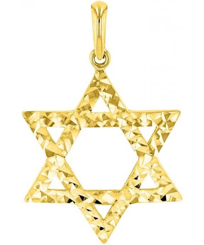 Solid 14k Yellow Gold Textured Hebrew Star of David Pendant Necklace 18.0 Inches $49.50 Necklaces