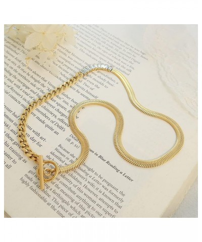 Snake Chain Choker for Women 18K Gold Plated Zirconia Link Necklaces Dainty Toggle Clasp Chokers Charm Fashion Jewelry for Te...