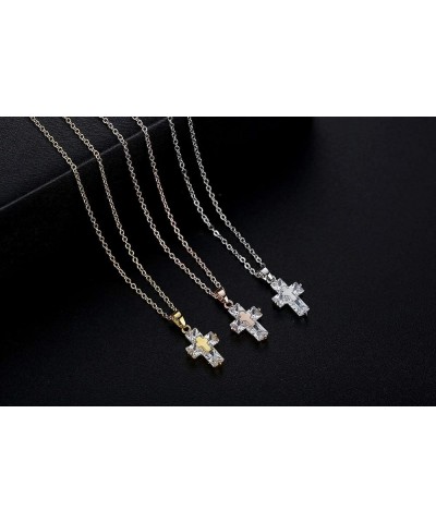 Gold Color Candy Cubic Zirconia Cross Pendant Necklace And Drop Dangle Earrings Religious Gift Set For Women Girls Rose Gold ...