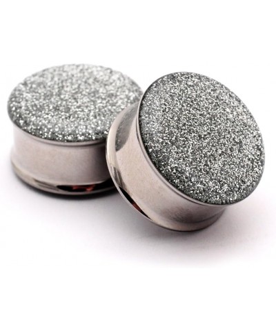 Double Flare Silver Glitter Plugs - Sold As a Pair 7/8" (22mm) $9.42 Body Jewelry