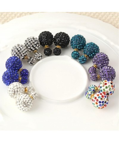 Double Sided Ball Imitation Crystal Diamond Rhinestone Pearl Studs Shamballa Earring Locking Set Pattern 438 $7.00 Earrings