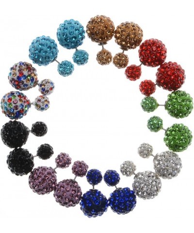 Double Sided Ball Imitation Crystal Diamond Rhinestone Pearl Studs Shamballa Earring Locking Set Pattern 438 $7.00 Earrings