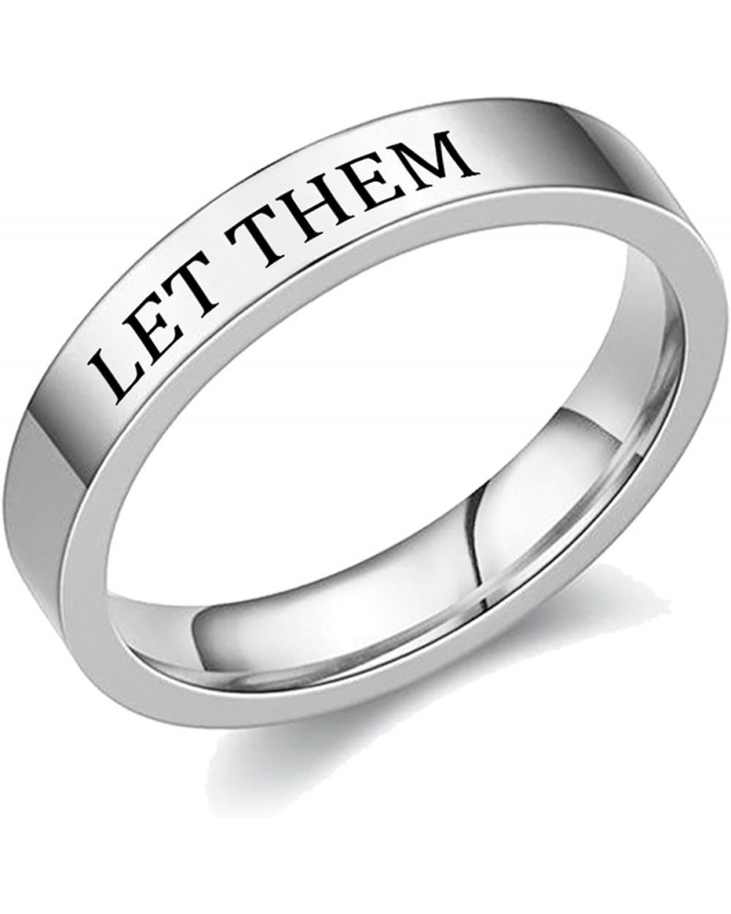 Let Them Rings for Women Self Worth Motivational Ring for Girls Inspirational Ring Stainless Steel Band Ring for Teen Girls F...