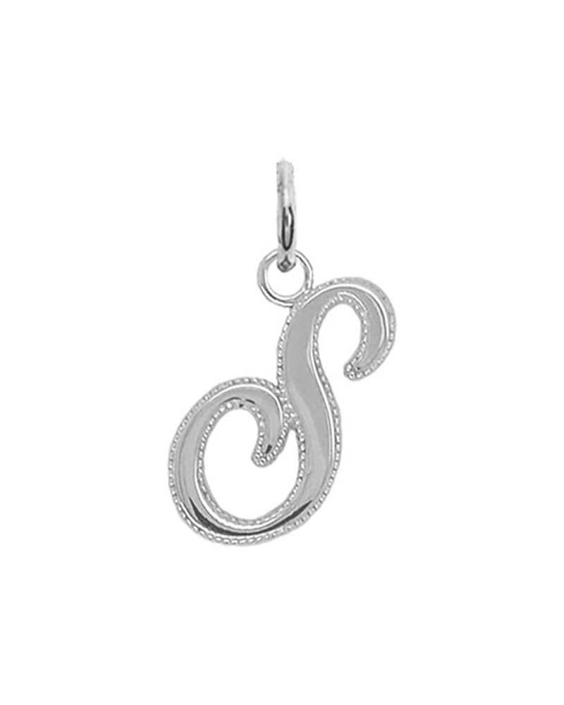 Solid 14k Gold Personalized Cursive-Style"A-Z" Initial Pendant (Size S/M/L) Large (S) White Gold $66.70 Pendants