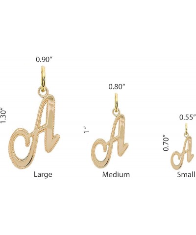 Solid 14k Gold Personalized Cursive-Style"A-Z" Initial Pendant (Size S/M/L) Large (S) White Gold $66.70 Pendants