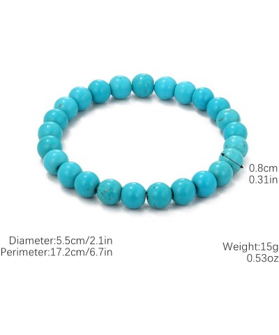 Turquoise Bracelet for Women,Healing Crystal Stone Stretch Bead Bracelets Turquoise Jewelry Bead Round $6.04 Bracelets