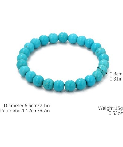 Turquoise Bracelet for Women,Healing Crystal Stone Stretch Bead Bracelets Turquoise Jewelry Bead Round $6.04 Bracelets