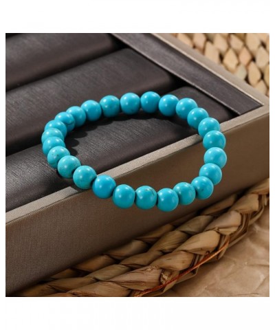 Turquoise Bracelet for Women,Healing Crystal Stone Stretch Bead Bracelets Turquoise Jewelry Bead Round $6.04 Bracelets