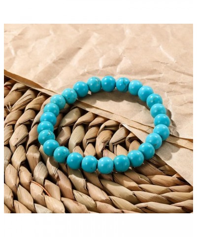 Turquoise Bracelet for Women,Healing Crystal Stone Stretch Bead Bracelets Turquoise Jewelry Bead Round $6.04 Bracelets