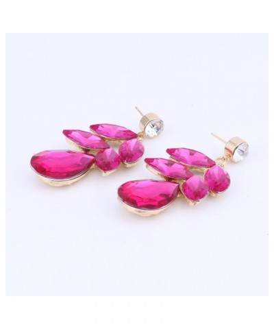 Women's Wedding Bridal Bridesmaid Rhinestone Crystal Statement Necklace Earrings Party Costume Jewelry Set Pink $10.56 Jewelr...