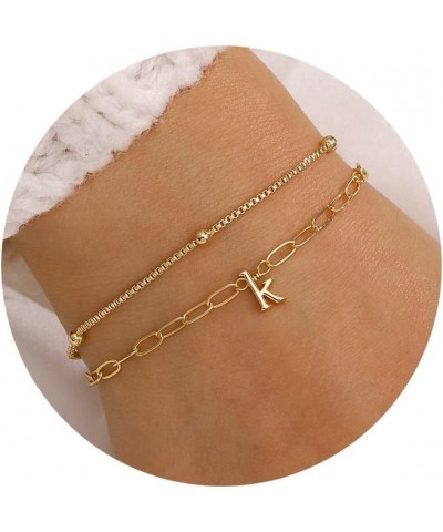 Gold Initial Bracelet for Women Girls - Dainty Layered Personalized Bracelet Gold Jewelry Gifts for Women Teen Girls K $7.64 ...