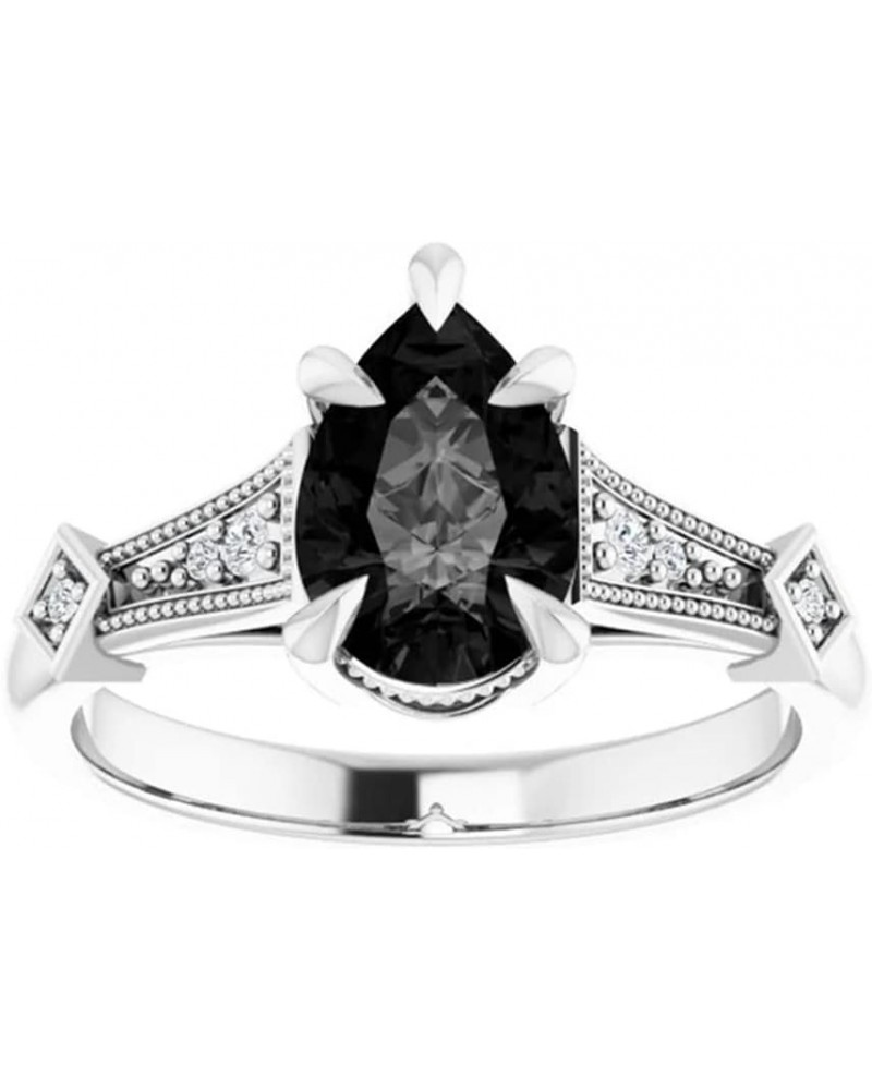 Black Onyx Engagement Rings for Women Round/Oval/Pear/Emerald Cut 1-1/4 Carat(ctw) Black Onyx and Moissanite Engagement Ring ...