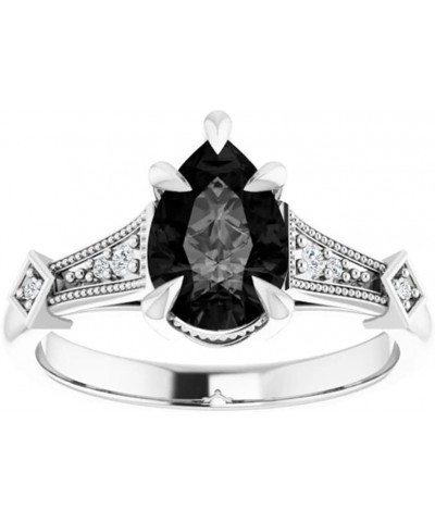 Black Onyx Engagement Rings for Women Round/Oval/Pear/Emerald Cut 1-1/4 Carat(ctw) Black Onyx and Moissanite Engagement Ring ...