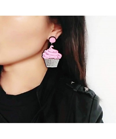 Cupcake Earrings For Womens Ladies Teens Girls Big Cute Yummy Dangle Muffin Sweets Dessert Sweet Jewelry $6.94 Earrings