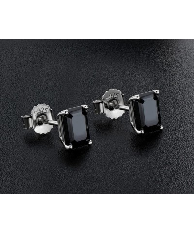 Certified Black Moissanite Stud Earrings 3mm to 8mm, 925 Sterling Silver Hypoallergenic, Round/Princess/Emerald/Cushion Cut, ...