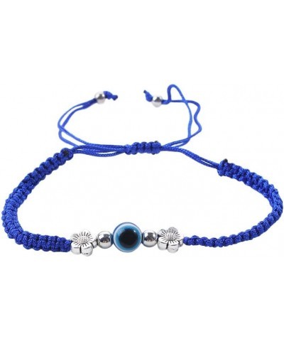 Evil Eye Bracelet Friendship Couple Hand Rope Flower Tortoise Elephant Woven For Women Blue flower $3.41 Bracelets