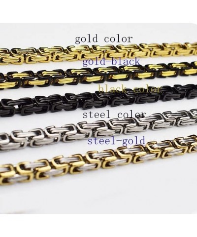 European and American hip hop personality titanium steel Byzantine square buckle chain tide male emperor necklace steel color...