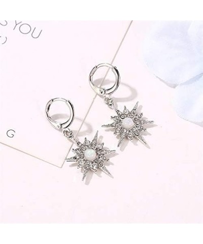 Crystal Star Earrings Starburst Stud Earrings Women Girl's Sparkling Jewelry silver-hoop $7.94 Earrings