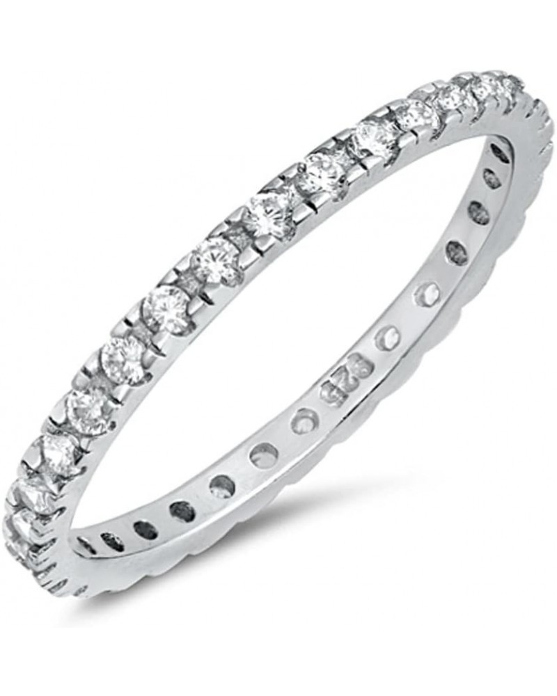 CHOOSE YOUR COLOR Sterling Silver Eternity Ring Clear $13.43 Rings