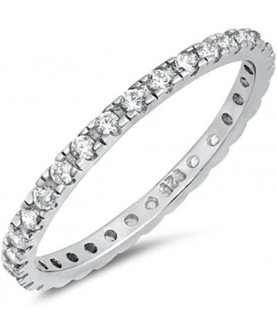 CHOOSE YOUR COLOR Sterling Silver Eternity Ring Clear $13.43 Rings