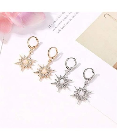 Crystal Star Earrings Starburst Stud Earrings Women Girl's Sparkling Jewelry silver-hoop $7.94 Earrings