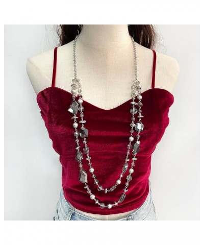 2 Layer Long Beaded Necklace Crystal Beads Strand Fashion Jewelry for Women 640 $9.24 Necklaces