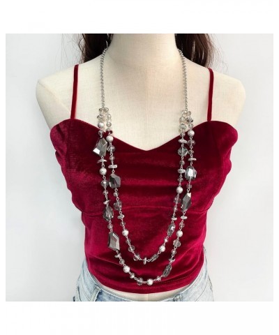 2 Layer Long Beaded Necklace Crystal Beads Strand Fashion Jewelry for Women 640 $9.24 Necklaces