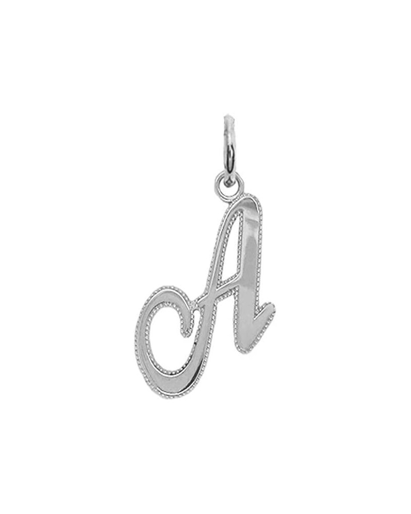 Solid 14k Gold Personalized Cursive-Style"A-Z" Initial Pendant (Size S/M/L) Small (A) White Gold $66.70 Pendants