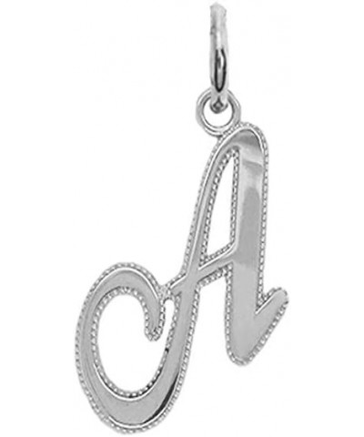 Solid 14k Gold Personalized Cursive-Style"A-Z" Initial Pendant (Size S/M/L) Small (A) White Gold $66.70 Pendants