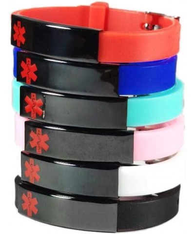 Medical Bracelets for Adults Teens Boys Girls,Adjustable Silicone Wristband Emergency ID Identification Cuff Bracelet Health ...