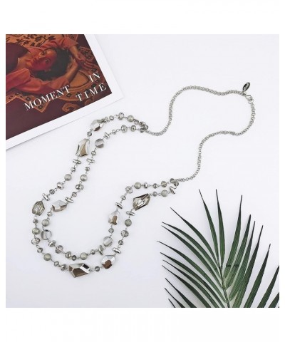 2 Layer Long Beaded Necklace Crystal Beads Strand Fashion Jewelry for Women 640 $9.24 Necklaces