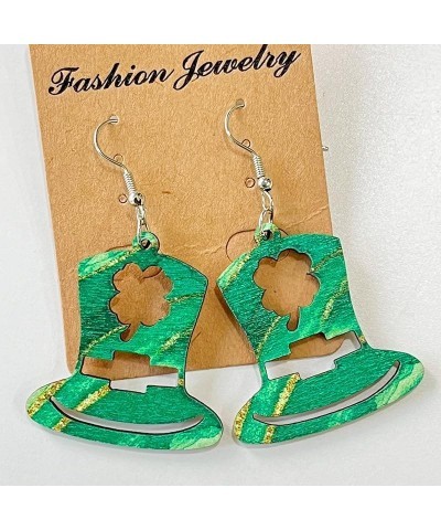 St. Patrick's Day Gifts Irish Shamrock Hat Shape Wood Dangle Earrings Dainty Green Clover Leaf Earrings Sets for Women Girls ...