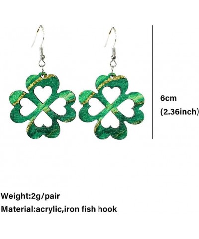 St. Patrick's Day Gifts Irish Shamrock Hat Shape Wood Dangle Earrings Dainty Green Clover Leaf Earrings Sets for Women Girls ...