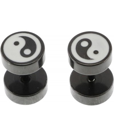 Stainless Steel Yin Yang Post Earring Screw Back Ear Stud for Men Women Black $8.23 Earrings