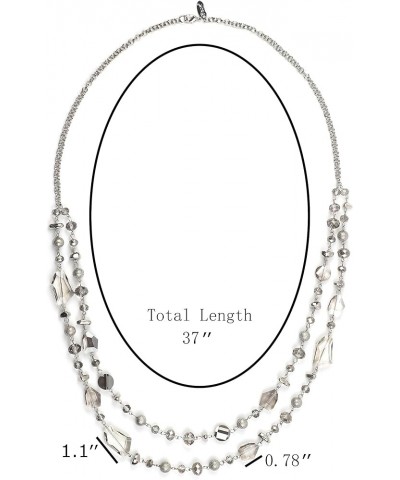 2 Layer Long Beaded Necklace Crystal Beads Strand Fashion Jewelry for Women 640 $9.24 Necklaces