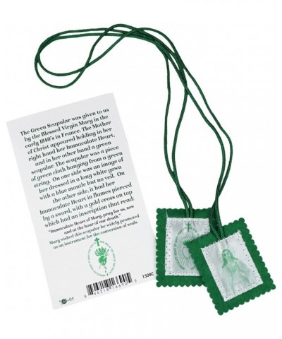 Green Catholic Scapular with Instructional Pamphlet, Features Immaculate Heart and Blessed Virgin Mary Icons, 22 Inches $10.9...