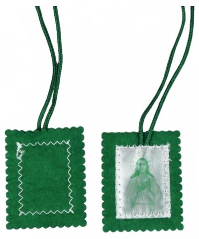 Green Catholic Scapular with Instructional Pamphlet, Features Immaculate Heart and Blessed Virgin Mary Icons, 22 Inches $10.9...