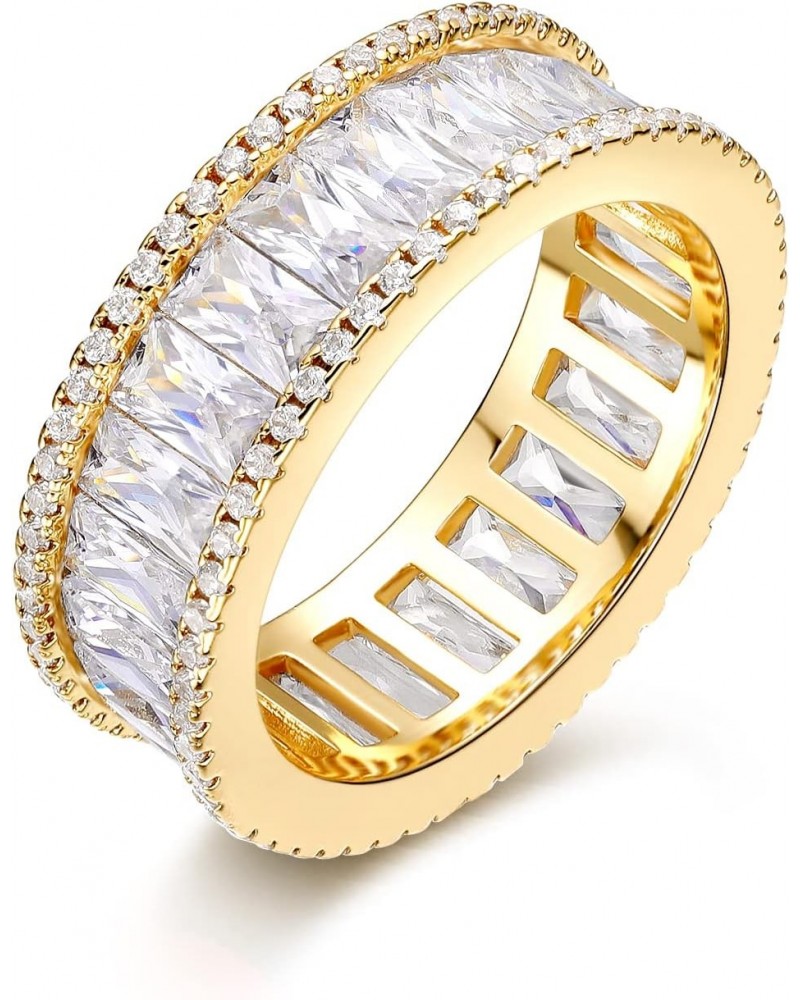 18K Yellow Gold Plated Eternity Rings for Women Cubic Zirconia Wedding Promise Engagement Band Size 5-10 $12.59 Rings