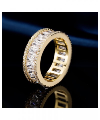 18K Yellow Gold Plated Eternity Rings for Women Cubic Zirconia Wedding Promise Engagement Band Size 5-10 $12.59 Rings