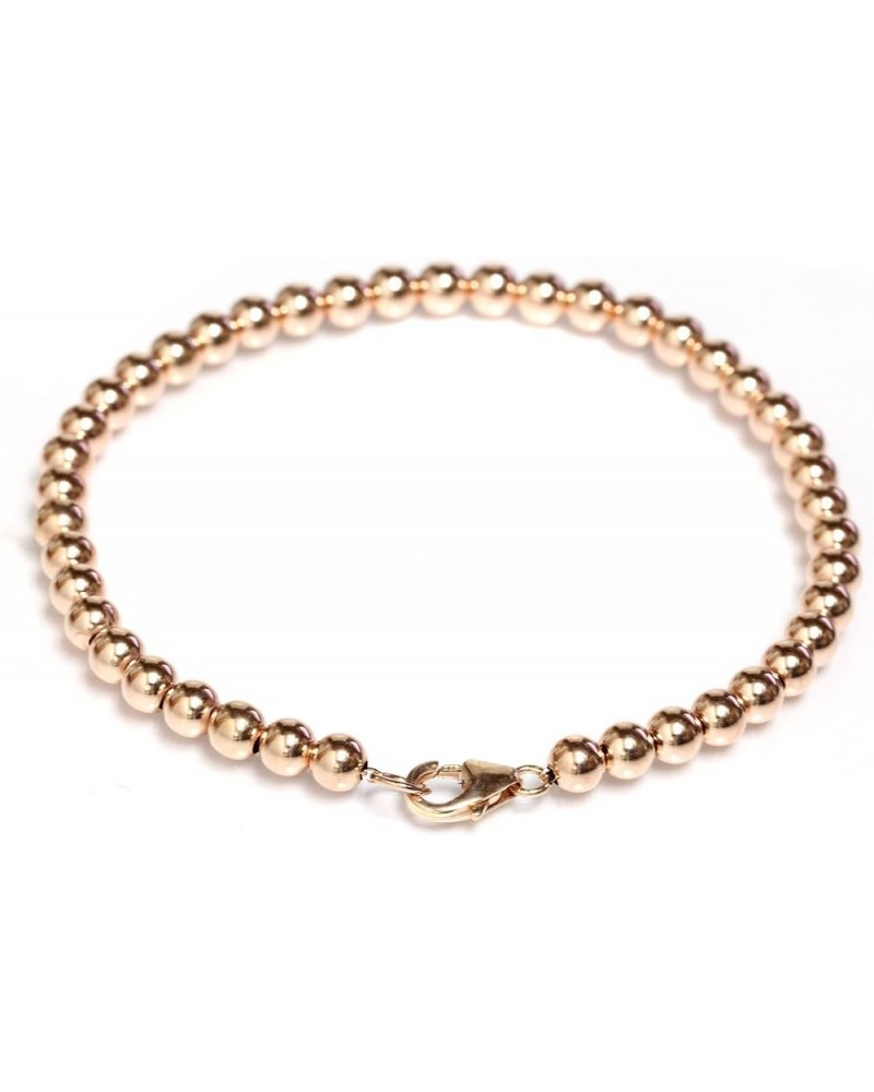 14k Gold Beaded Ball Bracelet with Lobster Clasp 5 mm Beads 6" to 8.5 Rose Gold 6.5 Inches $140.60 Bracelets