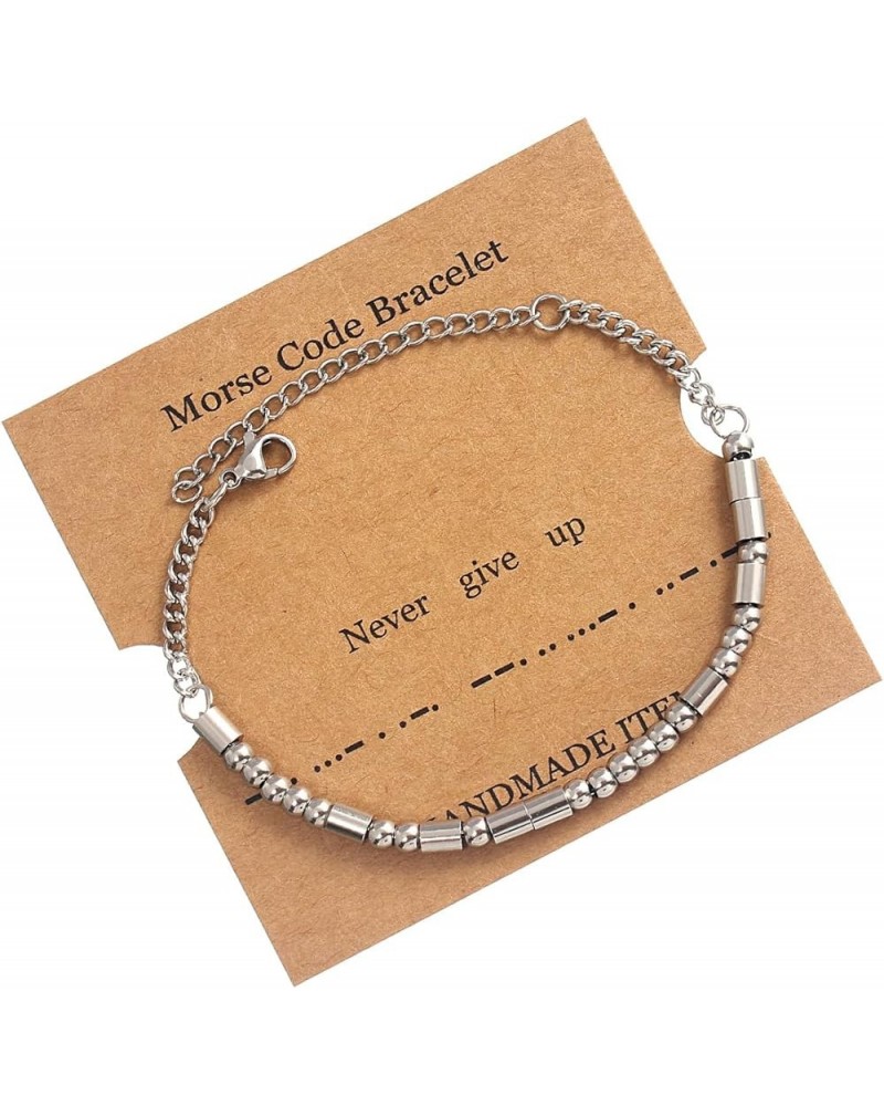 Morse Code Bracelets for Women Men,Silver Morse Code Bracelet with Adjustable Extender Chain,Inspirational Gifts Bracelets fo...