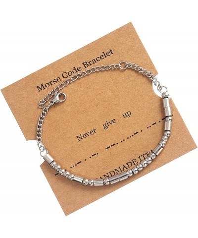 Morse Code Bracelets for Women Men,Silver Morse Code Bracelet with Adjustable Extender Chain,Inspirational Gifts Bracelets fo...