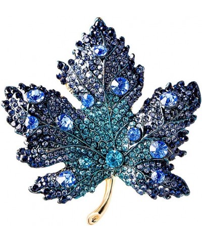 Rhinestone Big Maple Leaf Brooch Pin for Women Men Fashion Crystal Delicate Wedding Fall Party Brooches Lapel Pins Elegant Dr...