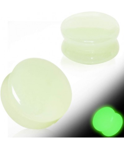 Natural Glow in the Dark Moonstone Saddle Plugs, Sold as a Pair 8mm (0GA) $10.91 Body Jewelry