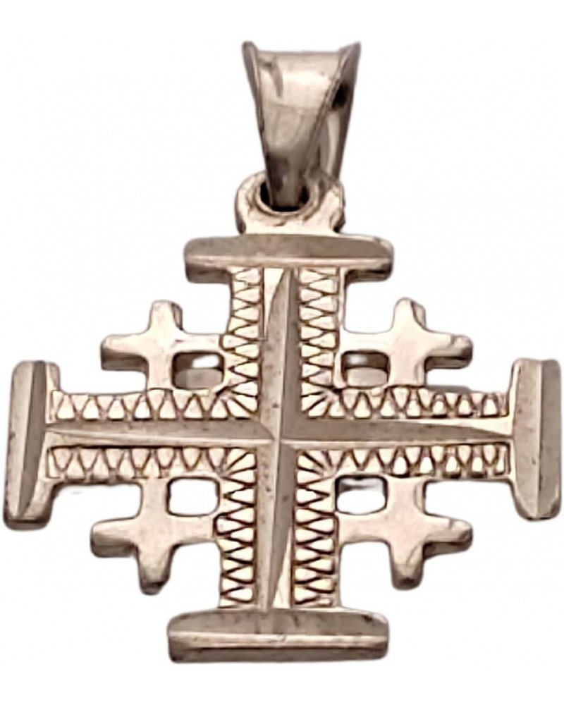 Sterling Silver (925) Jerusalem Crusader's cross Pendant Handcrafted in the Holy Land. Engraved by diamond cutting machine. $...