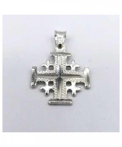 Sterling Silver (925) Jerusalem Crusader's cross Pendant Handcrafted in the Holy Land. Engraved by diamond cutting machine. $...