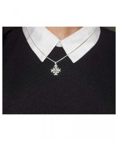 Sterling Silver (925) Jerusalem Crusader's cross Pendant Handcrafted in the Holy Land. Engraved by diamond cutting machine. $...