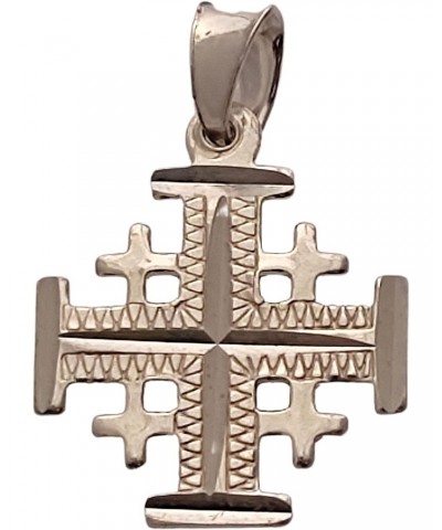 Sterling Silver (925) Jerusalem Crusader's cross Pendant Handcrafted in the Holy Land. Engraved by diamond cutting machine. $...