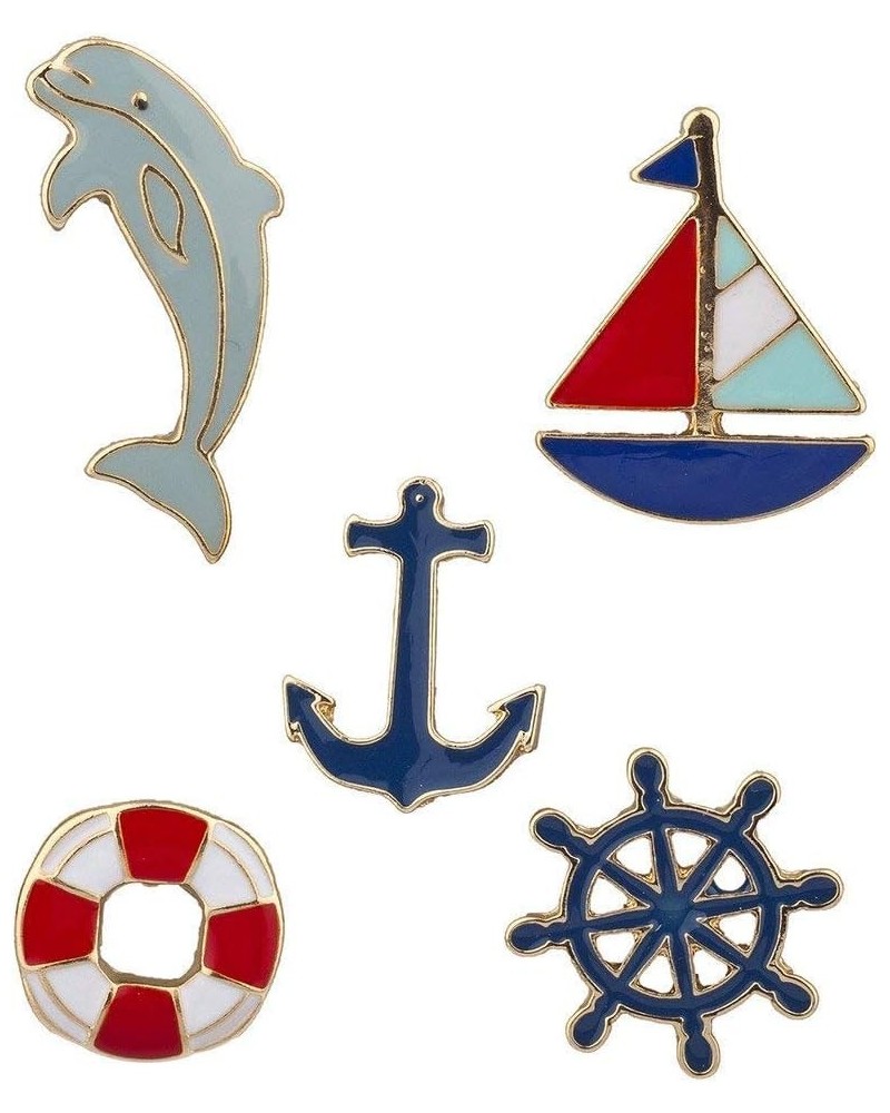 Goldtone Nautical Shipwreck Sailor Anchor Brooch Pin Set (5pc) $7.92 Brooches & Pins